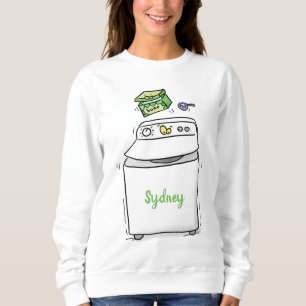 Süße Waschmaschinen-Wäsche-Cartoon-Illustration Sweatshirt