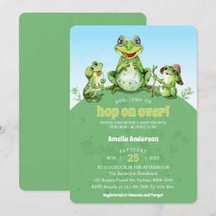 Süße Wasserfarb-Frosch-Familie-Teich-Baby-Party Einladung