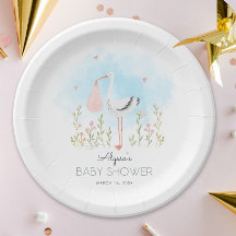 Süße Wasserfarb-Storch-Baby-Party
