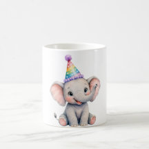 Süße Wasserfarbe Baby-Elefant Geburtstagsfeier-Hut