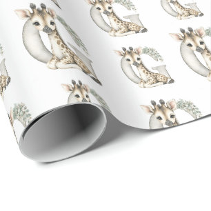 Süße Wasserfarbe Baby-Tier Alphabet Giraffe Geschenkpapier