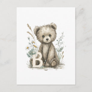 Süße Wasserfarbe-Baby-Tiere-Alphabet, Bär Postkarte