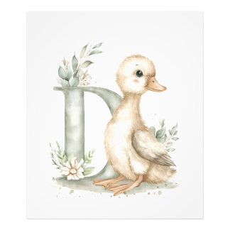 Süße Wasserfarbe-Baby-Tiere Alphabet Entlein Fotodruck