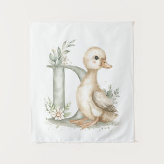 Süße Wasserfarbe-Baby-Tiere Alphabet Entlein Wandteppich