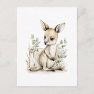 Süße Wasserfarbe-Baby-Tiere-Alphabet-Känguru Postkarte