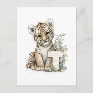 Süße Wasserfarbe-Baby-Tiere-Alphabet, Tiger Postkarte