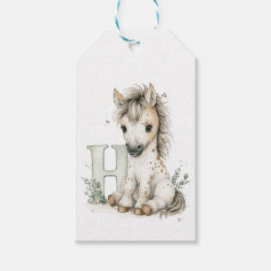 Süße Wasserfarbe-Baby-Tiere mit Alphabet-Buchstabe Geschenkanhänger