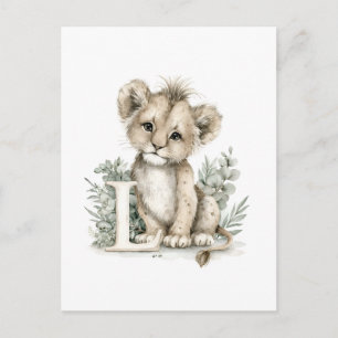 Süße Wasserfarbe-Baby-Tiere mit Alphabet-Buchstabe Postkarte
