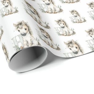 Süße Wasserfarbe-Baby-Tiere mit Alphabet-Pferd Geschenkpapier