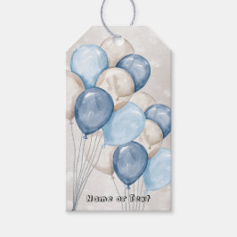 Süße Wasserfarbe Blau Weiße Ballons Party Geschenkanhänger
