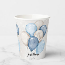Süße Wasserfarbe Blau Weiße Ballons Party Pappbecher