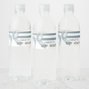 Süße Wasserfarbe Blaue Schleife Baby Shower Wasserflaschenetikett