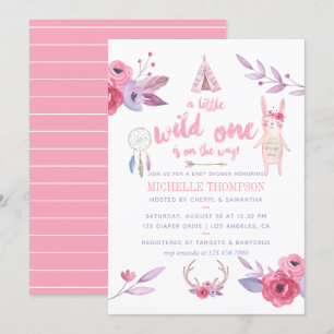 Süße Wasserfarbe Boho Stammes Mädchen Baby Shower Einladung