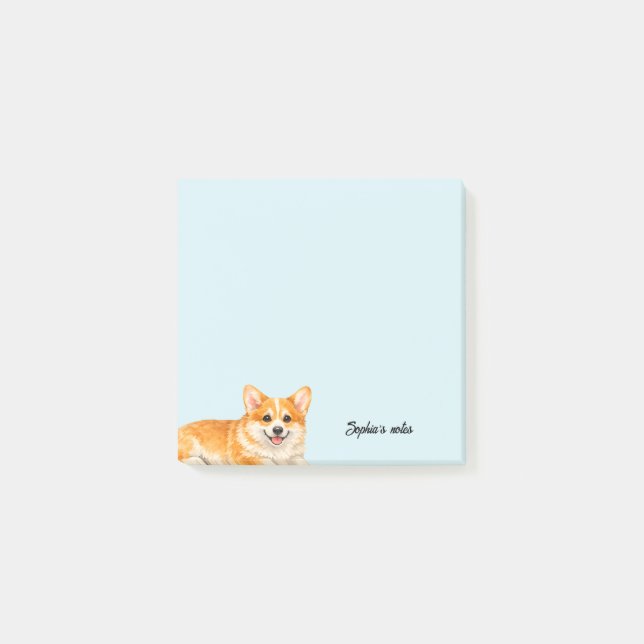 Süße Wasserfarbe Corgi Trendy Benutzerdefiniert Post-it Klebezettel (Vorderseite)