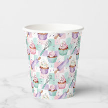Süße Wasserfarbe-Cupcake-Lavendel-Teal-Backstyle
