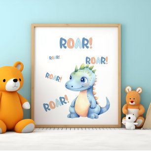 Süße Wasserfarbe-Dinosaurier-Kinderzimmer Poster