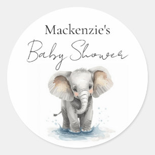 Süße Wasserfarbe-Elefanten-Baby-Party Runder Aufkleber
