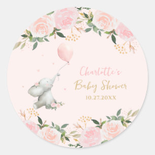 Süße Wasserfarbe-Elefanten-Blumen-Girl-Baby-Party Runder Aufkleber