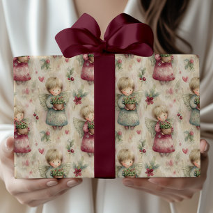 Süße Wasserfarbe Engel Weihnachts-Topfpflanzen-Blu Geschenkpapier