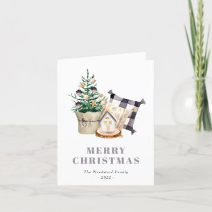 Süße Wasserfarbe-Farmhouse-Weihnachtskarte Feiertagskarte