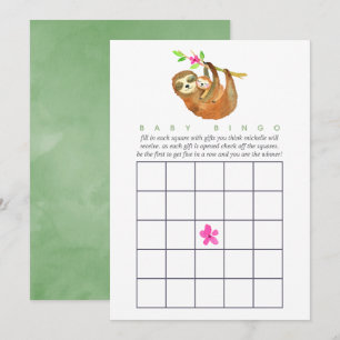Süße Wasserfarbe Faultier Baby Shower Bingo Einladung