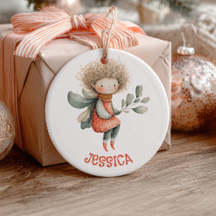 Süße Wasserfarbe-Fee mit Namen und Foto Pastell Keramik Ornament