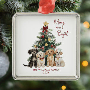 Süße Wasserfarbe Frohe und helle Hunde Weihnachten Ornament Aus Metall