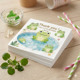 Süße Wasserfarbe-Frosch-Pool-Party-Geburtstagsserv Serviette
