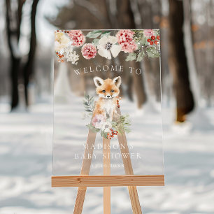 Süße Wasserfarbe-Fuchs-Baby-Party-Willkommen Acrylschild