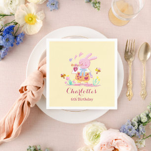 Süße Wasserfarbe-Garten-Häschen Gelb Kinder-Geburt Serviette