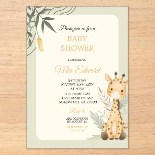 Süße Wasserfarbe-Giraffen-Baby-Party-Design Acryleinladungen