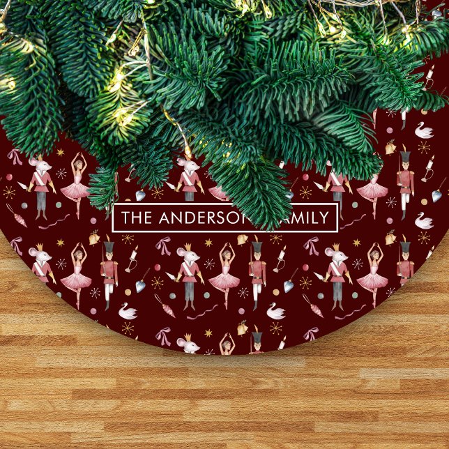 Süße Wasserfarbe-Handzeichnung-Nussknacker-Illustr Fleece Weihnachtsbaumdecke (Von Creator hochgeladen)