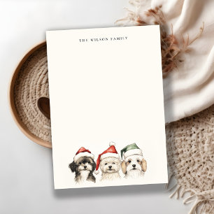 Süße Wasserfarbe Hund Fluffig und Hell Weihnachten Mitteilungskarte