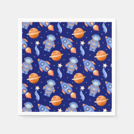 Süße Wasserfarbe Jungen Planeten & Astronaut Serviette