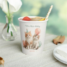 Süße Wasserfarbe-Kätzchen-Party-Katzen-Geburtstag