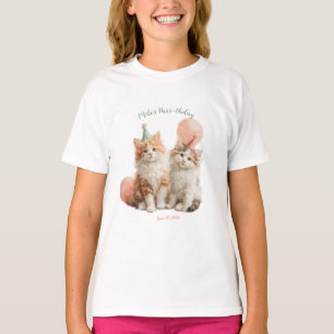 Süße Wasserfarbe-Kätzchen-Party-Katzen-Geburtstag T-Shirt