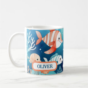 Süße Wasserfarbe Korallenfische Personalisiert Kaffeetasse