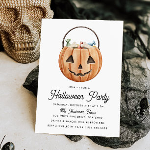 Süße Wasserfarbe-Kürbis-Halloween-Party Einladung