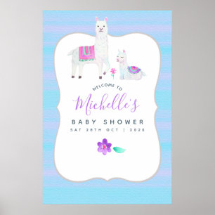 Süße Wasserfarbe-Lama-Themen-Baby-Shower-Begrüßung Poster