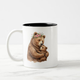 Süße Wasserfarbe-Mama-und-Babybär-Tasse Zweifarbige Tasse