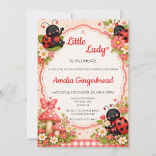 Süße Wasserfarbe Marienkäfer Florale Babyparty Einladung