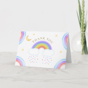 Süße Wasserfarbe Mond Stern Regenbogen Baby Shower Dankeskarte
