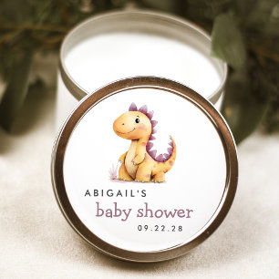 Süße Wasserfarbe Orange Lila Dinosaurier Baby Show Runder Aufkleber