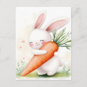 Süße Wasserfarbe Osterhase Karotte Feiertagspostkarte