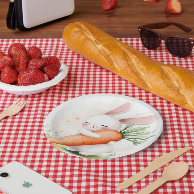 Süße Wasserfarbe Osterhase Karotte Pappteller (Picknick)