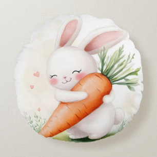 Süße Wasserfarbe Osterhase Karotte Rundes Kissen
