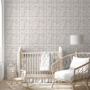 Süße Wasserfarbe Pastell Karomuster Kinderzimmer Tapete