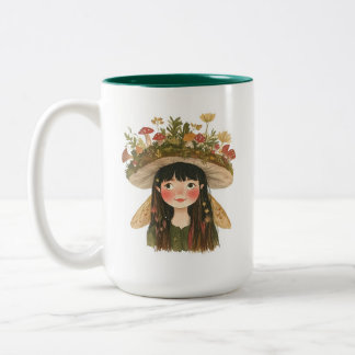 Süße Wasserfarbe-Pilz-Mädchen-Fee Zweifarben-Kaffe Zweifarbige Tasse