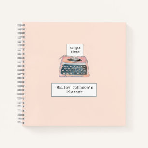 Süße Wasserfarbe Retro-Schreibmaschine pink Notizbuch