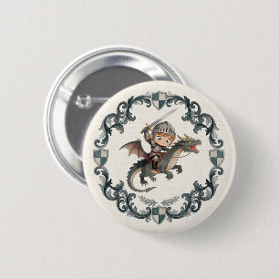 Süße Wasserfarbe Ritter Schloss Jungen Royal Ästhe Button